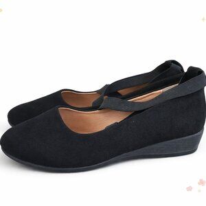 Black Ballet Flats Crossover Ankle Straps